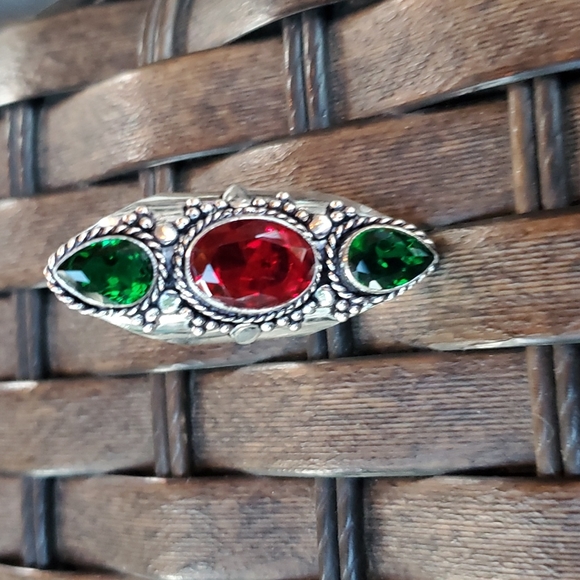 New Mozambique Garnet and Peridot 925 Silver Statement Ring. - Picture 10 of 12